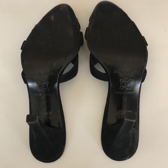 Black suede open toe heels - Picture 7 of 9